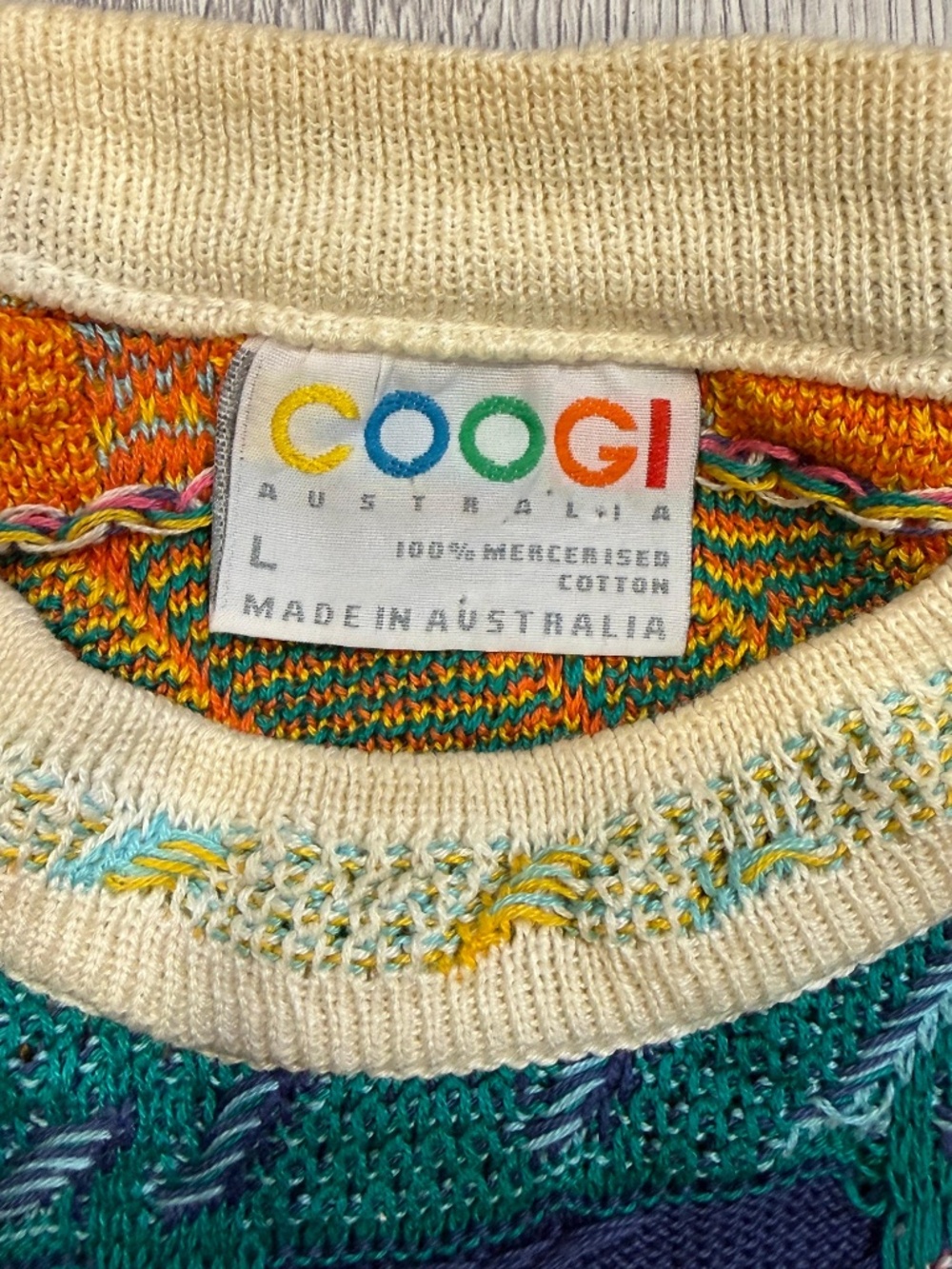 COOGI Australia Multicolour 3D Knit Sweater 100% Cotton - Size Large. - Picture 8 of 8